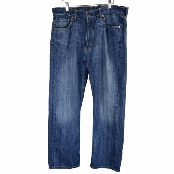Levis 505 Mens Straight Fit Blue Jeans Size 38x30 Mid-Rise Denim Classic Casual - Picture 1 of 15